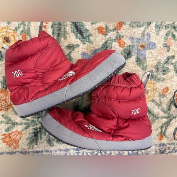 The North Face 700 Goose Down Insulated Boot Slipper Booties Red Small - Picture 2 of 10